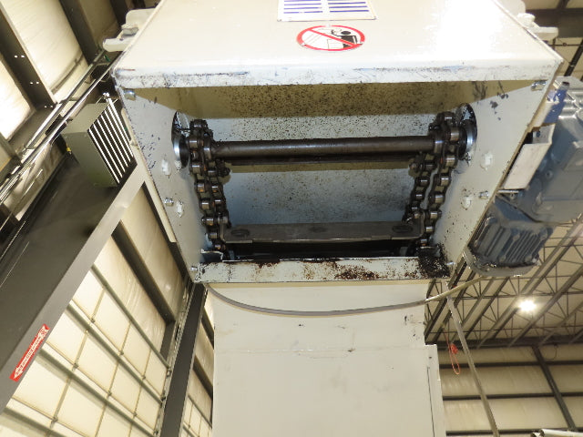Hennig 21' 9" Incline Chip Conveyor 14" Scraper Chain 18' 9" Infeed 63"Discharge
