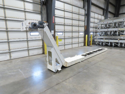 Hennig 21' 9" Incline Chip Conveyor 14" Scraper Chain 18' 9" Infeed 63"Discharge