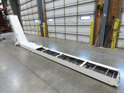 Hennig 21' Incline Chip Conveyor 14"W Scraper Chain 15' 2" Infeed 62"Discharge