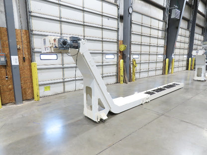 Hennig 21' Incline Chip Conveyor 14"W Scraper Chain 15' 2" Infeed 62"Discharge