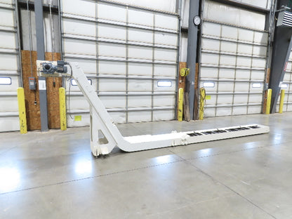 Hennig 21' Incline Chip Conveyor 14"W Scraper Chain 15' 2" Infeed 62"Discharge