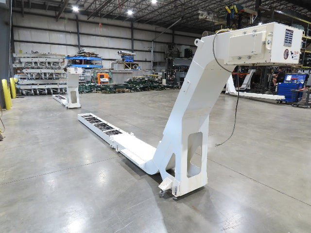 Hennig 21' Incline Chip Conveyor 14"W Scraper Chain 15' 2" Infeed 62"Discharge