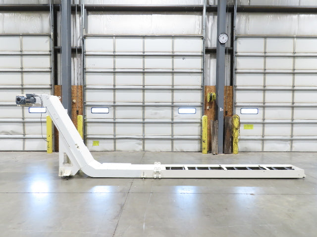 Hennig 21' Incline Chip Conveyor 14"W Scraper Chain 15' 2" Infeed 62"Discharge