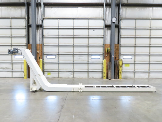 Hennig 21' Incline Chip Conveyor 14"W Scraper Chain 15' 2" Infeed 62"Discharge