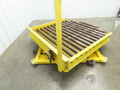 54"W x 55"L Pallet Rotator Transfer Conveyor 50"BF 2.5" Gravity Roller Turntable