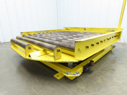 54"W x 55"L Pallet Rotator Transfer Conveyor 50"BF 2.5" Gravity Roller Turntable