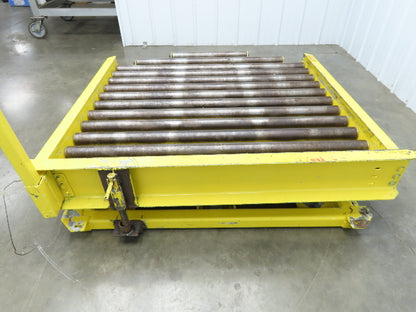 54"W x 55"L Pallet Rotator Transfer Conveyor 50"BF 2.5" Gravity Roller Turntable