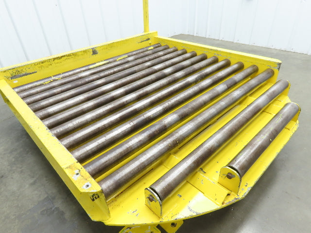 54"W x 55"L Pallet Rotator Transfer Conveyor 50"BF 2.5" Gravity Roller Turntable
