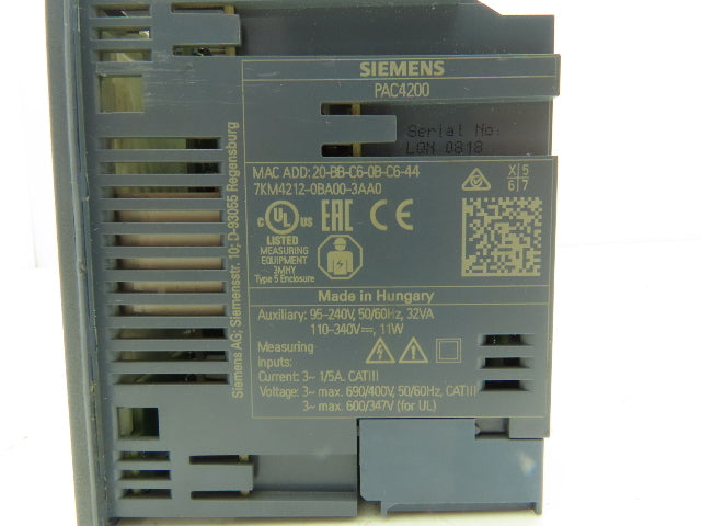 Siemens 7KM4212-0BA00-3AA0 SENTRON PAC4200 Current / Voltage Measuring Device