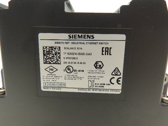 Siemens 6GK5216-0BA00-2AA3 SCALANCE X216 Managed IE Switch 16x 10/100 Mbps RJ45