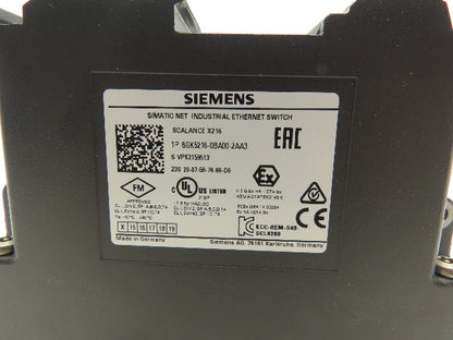 Siemens 6GK5216-0BA00-2AA3 SCALANCE X216 Managed IE Switch 16x 10/100 Mbps RJ45
