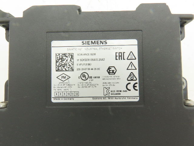 Siemens 6GK5208-0BA10-2AA3 SCALANCE X208 Managed IE Switch 8x 10/100 Mbps RJ45