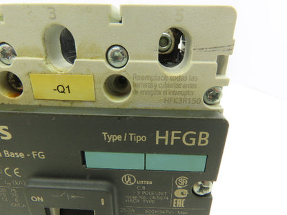 Siemens HFK3R150 Circuit Breaker Type HFGB 150A NEMA with operator