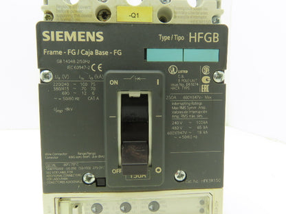 Siemens HFK3R150 Circuit Breaker Type HFGB 150A NEMA with operator