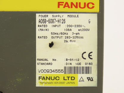 Fanuc A06B-6087-H126 G Servo Amplifier Module 325V 29.8 kw 3Ph Series G