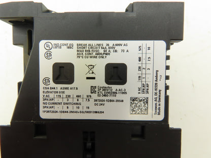 Siemens 3RT2024-1DB44-3MA0 Motor Starter Contactor 10Hp 575V 3Ph Screw Terminal