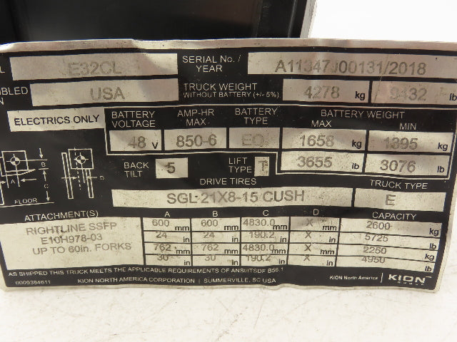 Linde 1347-360 50 00 Forklift Dash Display Instrument Panel Off E32CL READ