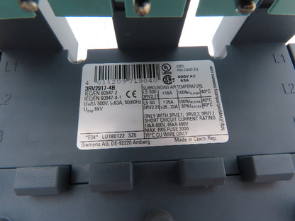Siemens 3RV2917-1A | 3RV2917-4A | 3RV2917-4B 3 Phase Circuit Breaker Busbar Assy