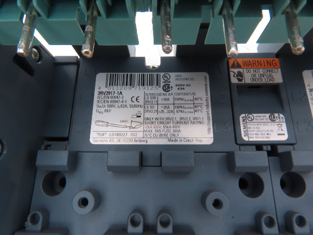 Siemens 3RV2917-1A | 3RV2917-4A | 3RV2917-4B 3 Phase Circuit Breaker Busbar Assy