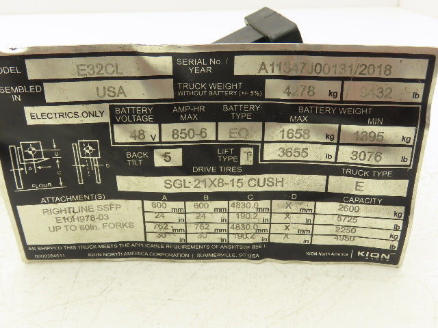 Linde 0009701238 Forklift Electric Forklift Lighting Switch Control Off E32CL
