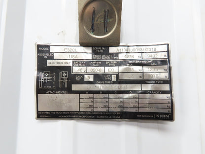 Linde 12855421000 Forklift Steering Wheel & Column W/Horn Removed From E32CL
