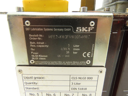 SKF MFE2-KW3FVW001+MWZ Lubrication Gear Pump Lubricator 3L 460VAC .24 l/min