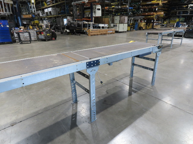 25"x 12' Slider Bed Conveyor 20"Belt 115V End Drive 65FPM Galvanized 32"-38"H
