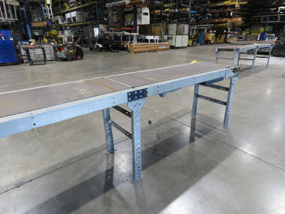 25"x 12' Slider Bed Conveyor 20"Belt 115V End Drive 65FPM Galvanized 32"-38"H