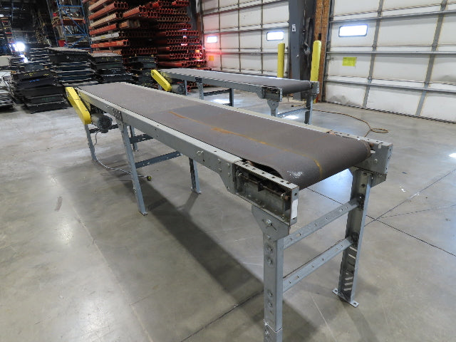 25"x 12' Slider Bed Conveyor 20"Belt 115V End Drive 65FPM Galvanized 32"-38"H