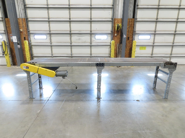 25"x 12' Slider Bed Conveyor 20"Belt 115V End Drive 65FPM Galvanized 32"-38"H