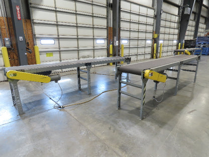 25"x 12' Slider Bed Conveyor 20"Belt 115V End Drive 65FPM Galvanized 32"-38"H