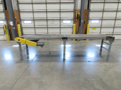 25"x 12' Slider Bed Conveyor 20"Belt 115V End Drive 65FPM Galvanized 32"-38"H