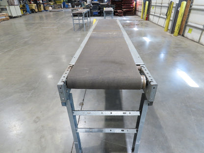 25"x 12' Slider Bed Conveyor 20"Belt 115V End Drive 65FPM Galvanized 32"-38"H