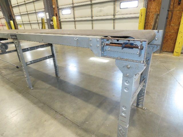 25"x 12' Slider Bed Conveyor 20"Belt 115V End Drive 65FPM Galvanized 32"-38"H