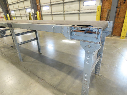 25"x 12' Slider Bed Conveyor 20"Belt 115V End Drive 65FPM Galvanized 32"-38"H