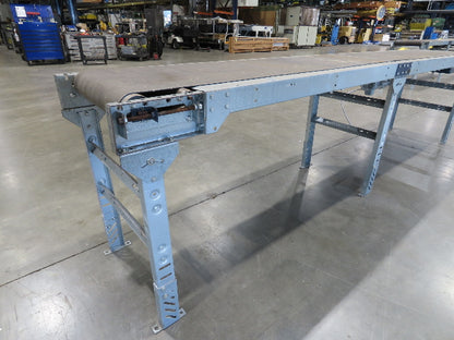 25"x 12' Slider Bed Conveyor 20"Belt 115V End Drive 65FPM Galvanized 32"-38"H