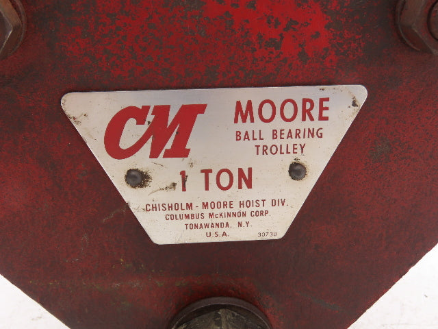 CM Moore 2000Lb 1-Ton Manual Ball Bearing Push Trolley 2-1/2"-5" Beam