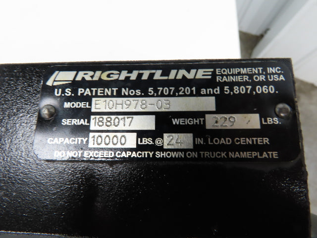 Rightline E10H978-03 Fork Positioner Side Shift 20" Class 3 Fork 38.5" Chassis
