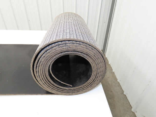 17"W x 20' 8" Smooth Top PVC Rubber Conveyor Belt Black 3/16" Thick