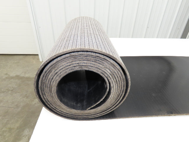 17"W x 20' 8" Smooth Top PVC Rubber Conveyor Belt Black 3/16" Thick