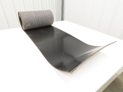 17"W x 20' 8" Smooth Top PVC Rubber Conveyor Belt Black 3/16" Thick