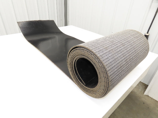 17"W x 20' 8" Smooth Top PVC Rubber Conveyor Belt Black 3/16" Thick