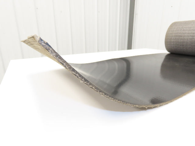 17"W x 20' 8" Smooth Top PVC Rubber Conveyor Belt Black 3/16" Thick