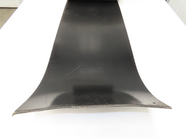 17"W x 20' 8" Smooth Top PVC Rubber Conveyor Belt Black 3/16" Thick