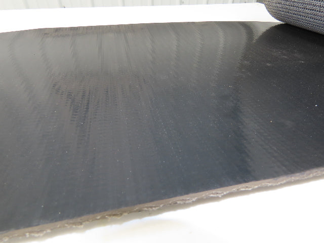 17"W x 20' 8" Smooth Top PVC Rubber Conveyor Belt Black 3/16" Thick