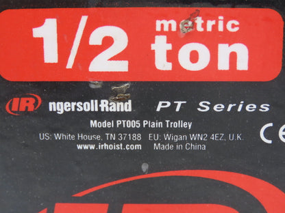 Ingersoll Rand PT005 1/2-Ton 1000Lb Manual Push Trolley 2-5/8"-8" Beam