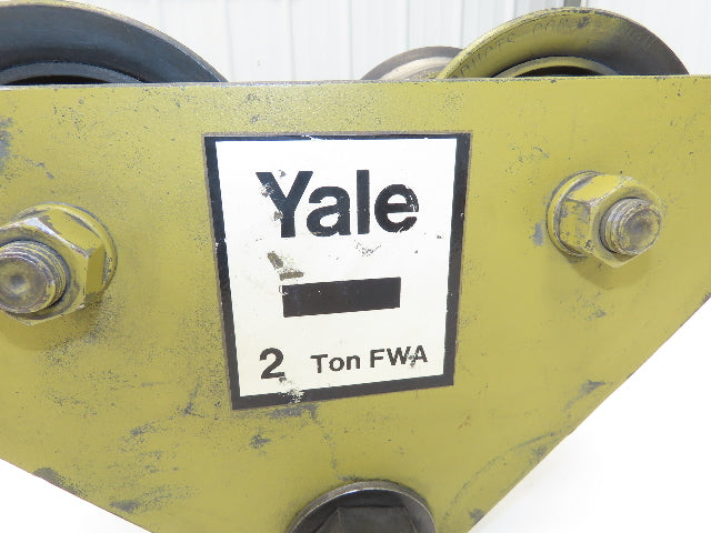 Yale FWA 2-Ton 4000Lb Manual Ball Bearing Push Trolley 2.5"-7" Beam