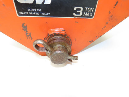 CM 639 Series 3-Ton 6000Lb Manual Roller Bearing Push Trolley 3"-5-1/2" Beam