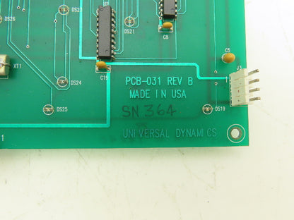 Universal Dynamics PCB-031 REV B Printed Circuit Control Board PCB w/Display