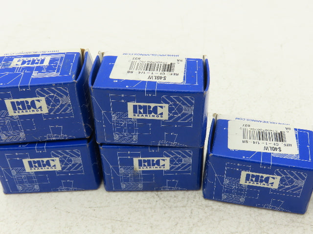 RBC S40LW Flat Cam Follower 1.25" Roller Dia x .75" Width .5" Stud Lot of 6